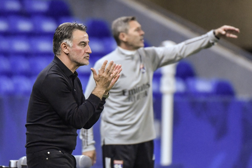 Christophe Galtier et Claude Fichaux le 25 avril 2021 à Décines-Charpieu