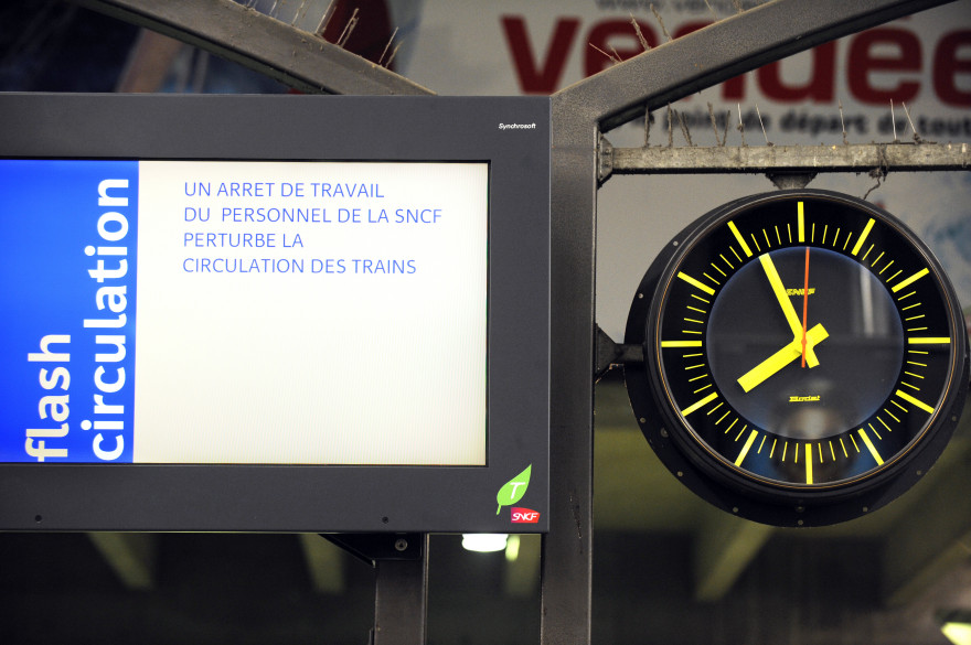 Photo d'illustration d'une grève à la SNCF le 29 janvier 2009.