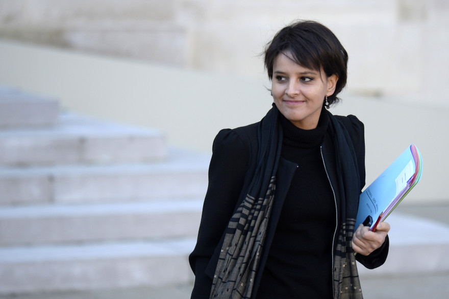 Najat Vallaud-Belkacem à la sortie de l'Elysée, le 11 décembre. (archives)